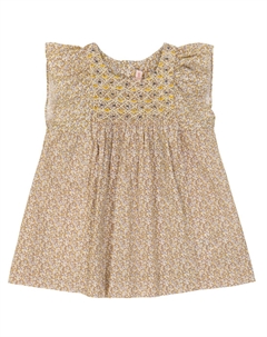 Платье Baby Cadelili из хлопка со сборками, желтый Bonpoint