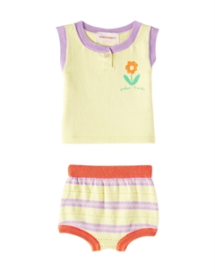 Комплект из хлопкового топа и панталон Baby Flower, бежевый Bobo choses