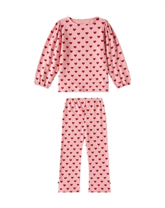 Комплект из хлопкового топа и брюк с принтом Drey, Amour Rouge Konges slojd