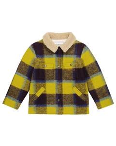 Пальто из смеси шерсти и шерсти Baya в клетку тартан, Ca_Jaune_Acide Bonpoint