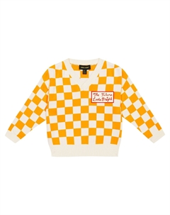 Клетчатый хлопковый свитер, оранжевый Mini rodini