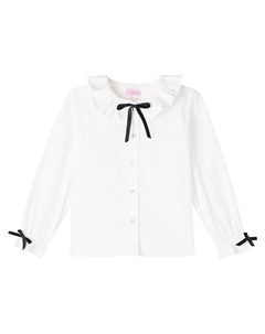 Полосатая хлопковая рубашка с бантом Betty, белый La coqueta