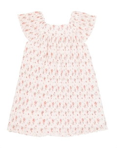 Платье из хлопковой смеси с цветочным принтом, Blanc Tartine et chocolat