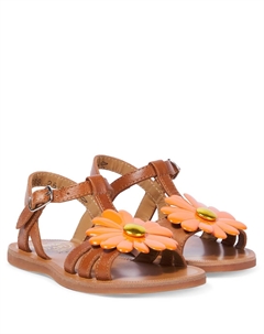 Сандалии из кожи Plagette Big Flo, Vegetal Vaquetta Camel Pom d'api