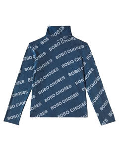 Водолазка с логотипом из хлопкового трикотажа, Midnight Blue Bobo choses