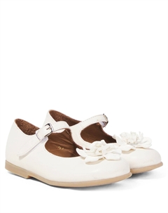 Кожаные балетки с цветочной аппликацией, Avorio Pèpè