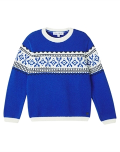 Жаккардовый шерстяной свитер, Bleu Electrique Tartine et chocolat