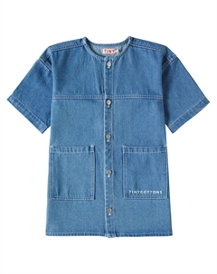 Джинсовое платье с логотипом, Light Blue Denim Tinycottons