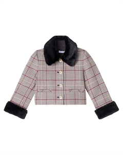 Куртка из смесовой шерсти с узором гусиная лапка, коричневый Self-portrait kids