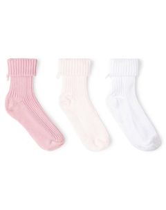 Детский комплект из 3 носков из хлопчатобумажной смеси ребристой вязки, Rose Pale Tartine et chocolat