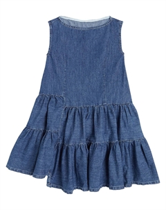 Платье из денима с рюшами, Blue Denim Mm6 maison margiela kids