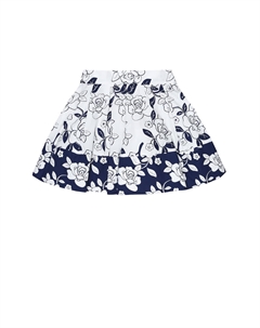 Юбка А-силуэта из хлопка с цветочным принтом, белый Monnalisa