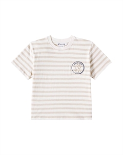 Футболка Eidan из хлопкового джерси в полоску, Rayures Beige Bonpoint