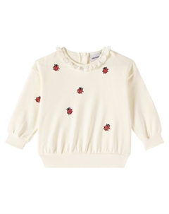 Хлопковый свитер с вышивкой Божьи коровки, белый Mini rodini