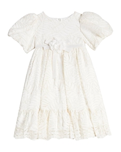 Платье из собранного кружева с цветочной аппликацией, экрю Patachou