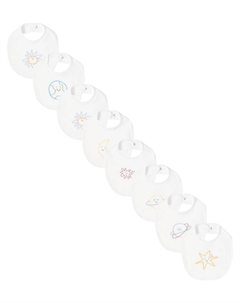 Детский комплект из 8 вышитых хлопковых нагрудников, слоновая кость Stella mccartney kids