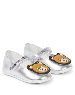 Детские балетки из металлизированной кожи, серебряный Moschino kids