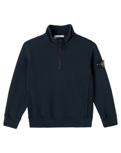 Хлопковый свитер Compass с полумолнией, Navy Blue Stone island junior