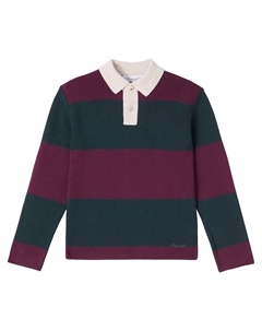 Полосатый шерстяной свитер-поло Jenson, Ra Bordeaux Bonpoint
