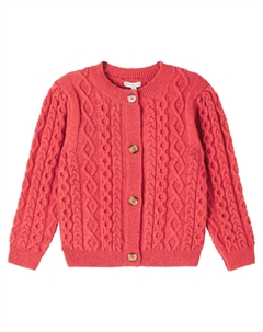 Кардиган Lalisa из шерстяной смеси, связанный косами, Raspberry Red Bebe organic