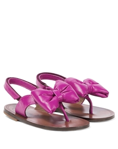 Кожаные сандалии-шлепки с бантом, Lilac Rose Pèpè