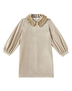 Платье из бархата с декоративными элементами, Root Beige Il gufo