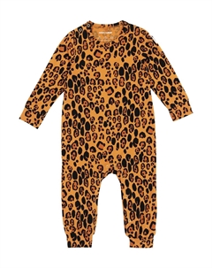 Детский трикотажный комбинезон с леопардовым принтом, бежевый Mini rodini