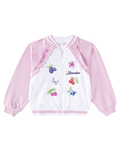 Украшенная университетская куртка из смесового хлопка, Bianco + Rosa Fairytale Monnalisa