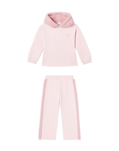 Комплект из хлопкового флиса с капюшоном и спортивных штанов, Pale Pink Patachou