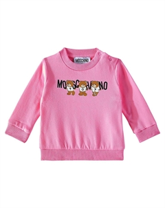 Хлопковая толстовка с плюшевым мишкой, Begonia Pink Moschino kids