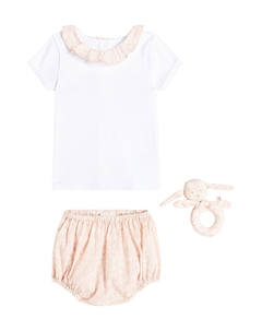 Детский хлопковый комплект: топ, панталоны и погремушка, белый Bonpoint