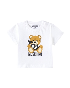 Футболка из хлопкового трикотажа для младенцев, Bianco Ottico Moschino kids