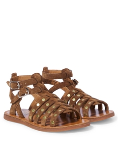 Сандалии из кожи Plagette, Velours Brown Pom d'api