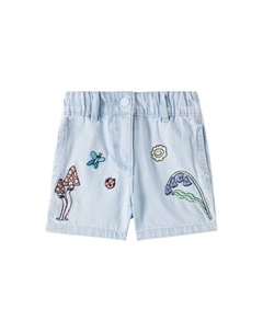 Детские вышитые джинсовые шорты, светло-синий Stella mccartney kids