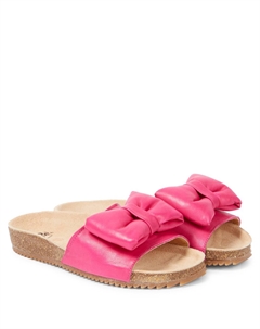 Кожаные шлепанцы с бантом, Lilac Rose Pèpè