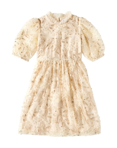 Платье из тюля с пайетками, кремовый Self-portrait kids