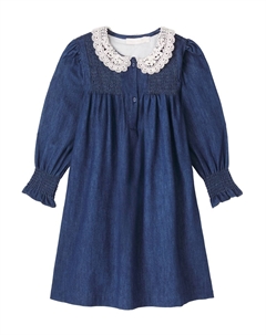 Платье из джинсовой ткани со сборками Loredana, Denim Blue C'era una volta