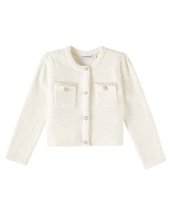 Кардиган из смесового хлопка с пайетками, кремовый Self-portrait kids