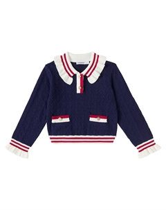 Свитер с рюшами, темно-синий Self-portrait kids