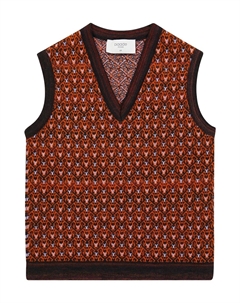 Жилет из смесовой шерсти с узором, Wildberry Black Orange Paade mode