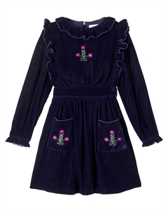 Платье Abril с вышивкой из бархата, Infinite Navy The new society