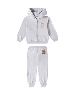 Комплект из хлопковой толстовки с капюшоном и спортивных штанов, Grigio Chiaro Melang Moschino kids