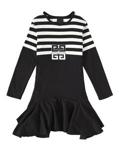 Платье из хлопка в полоску 4G, Black White Givenchy kids