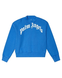 Хлопковая толстовка с логотипом, Light Blue White Palm angels kids