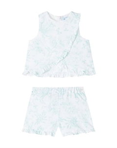 Комплект из хлопкового топа и шорт с цветочным принтом для малышей, Vert D'Eau Tartine et chocolat