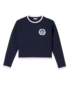 Свитер из натуральной шерсти DG, Blu Scuro Dolce & gabbana kids
