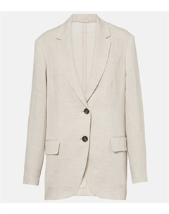 Блейзер из смесовой льняной ткани, бежевый Brunello cucinelli