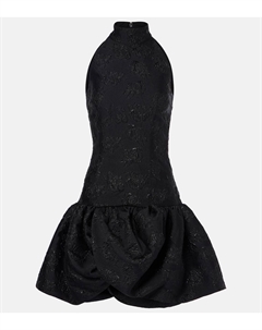 Мини-платье из жаккарда с цветочным принтом и драпировкой, черный Rotate