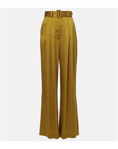 Широкие брюки из шелкового атласа, оливковый Zimmermann
