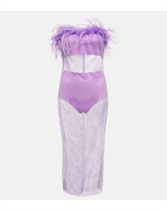 Платье миди с отделкой из перьев, фиолетовый Giuseppe di morabito